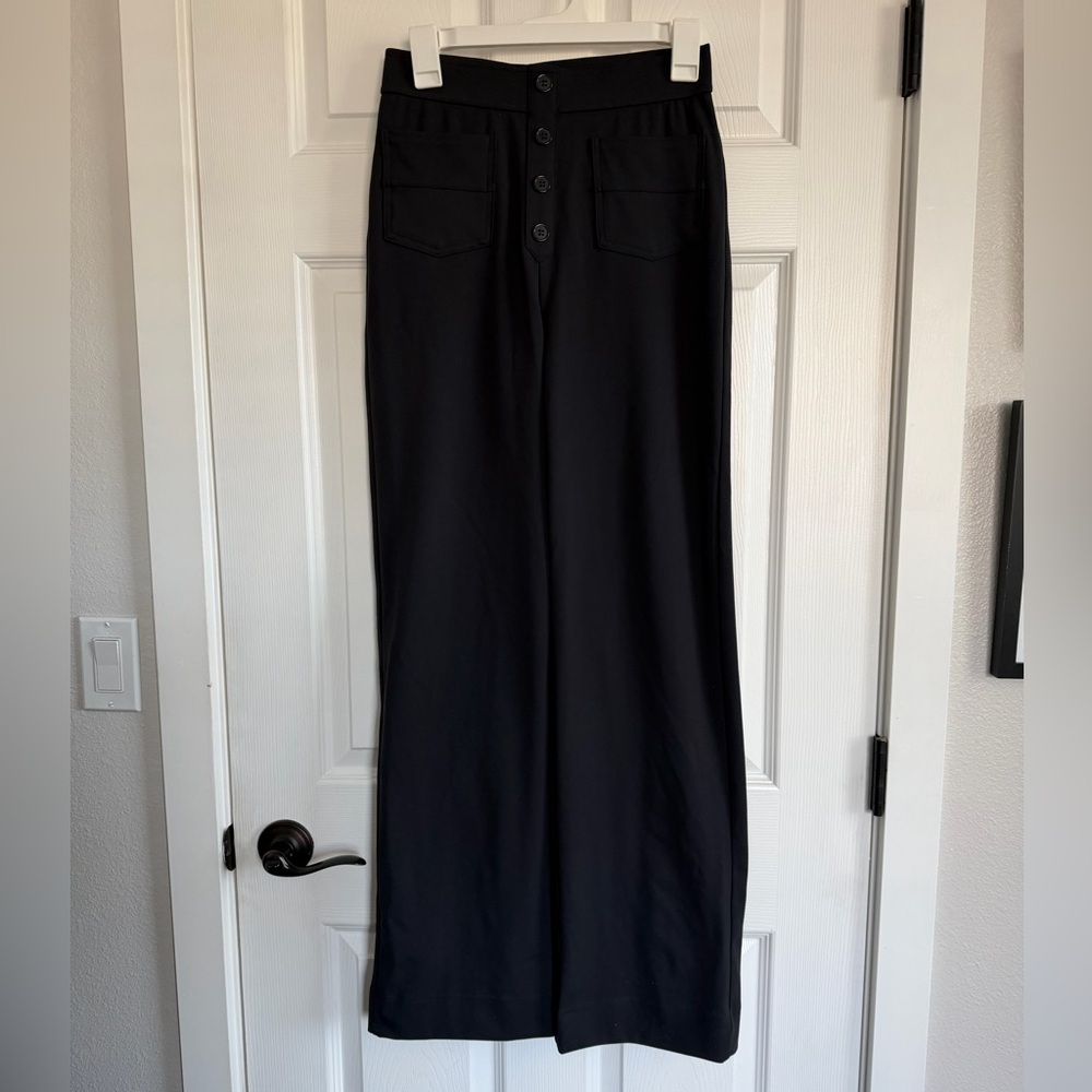 HALARA Black High Waisted Button Multiple Pockets Straight Leg Pants (S, Tall)